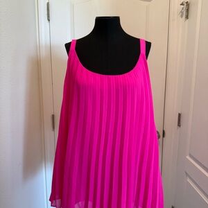 Skies Are Blue Hot Pink Pleated Tank Top